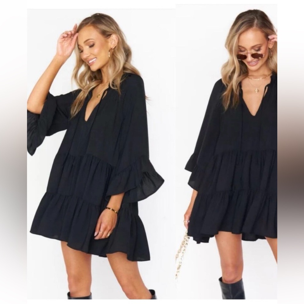 Black Ruffle Sleeve Women's Top
